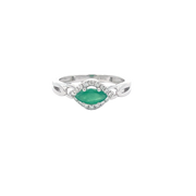 White Gold Diamond Halo Emerald Ring