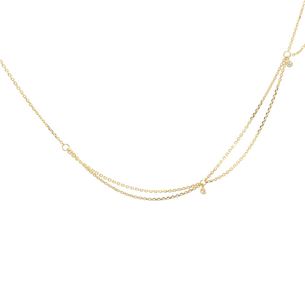 Yellow Gold Diamond Station Necklace