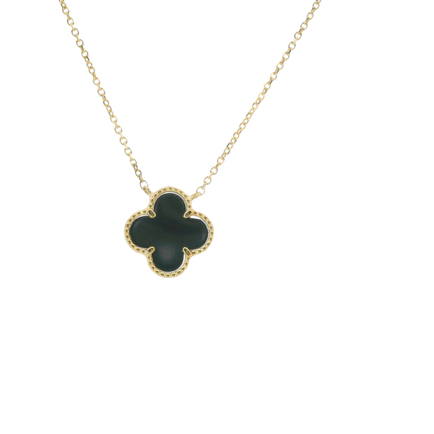 Onyx Clover Pendant