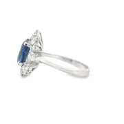 Sapphire and Diamond Halo Ring