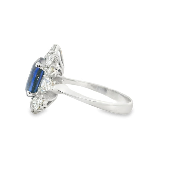 Sapphire and Diamond Halo Ring
