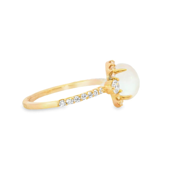 Moonstone and Diamond Ring