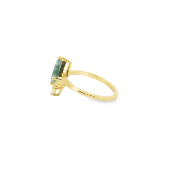 Moss Agate Ring with Diamond Accent