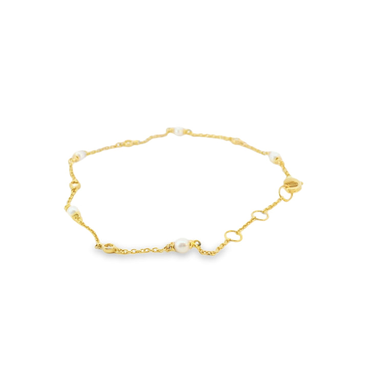 Pearl and Diamond Station Bracelet