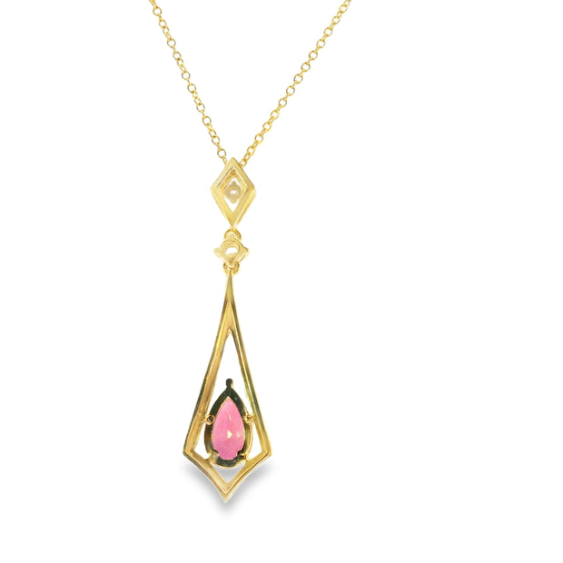 Pink Tourmaline Geometric Pendant