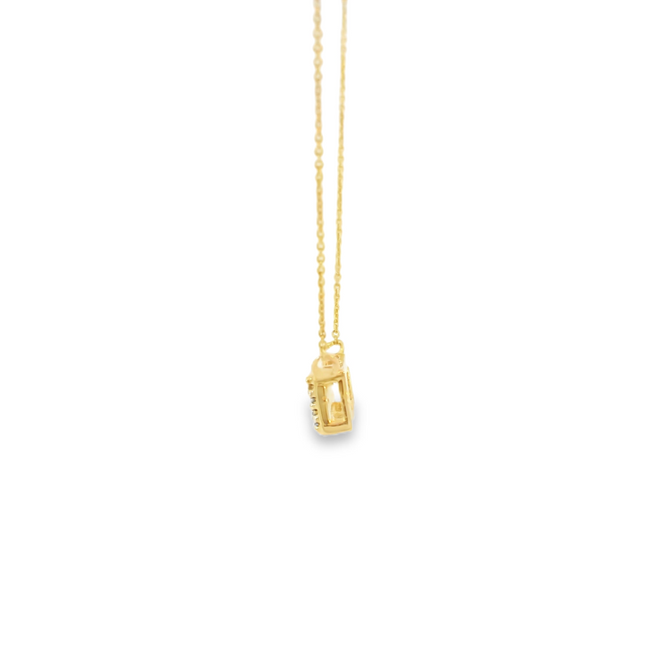 Yellow Gold Diamond Pave Bar Necklace