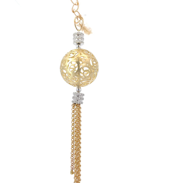 Yellow Gold Disco Ball Tassel Necklace