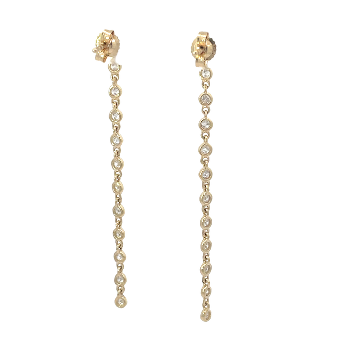 Yellow Gold Diamond Bezel Drop Earrings