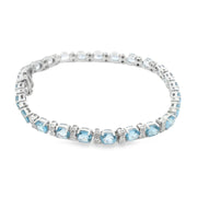 Blue Topaz and Diamond Tennis Bracelet