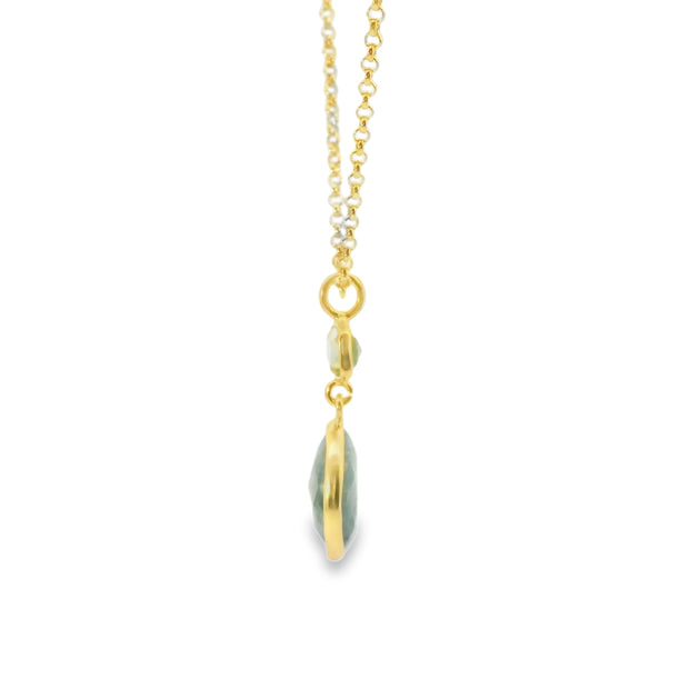 Moss Agate and Prasiolite Vermeil Pendant