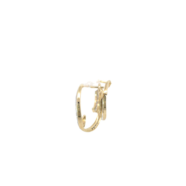 14 Karat Yellow Gold Decorative Diamond Hoops