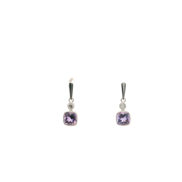 Drop Earrings with Amethyst and Diamonds