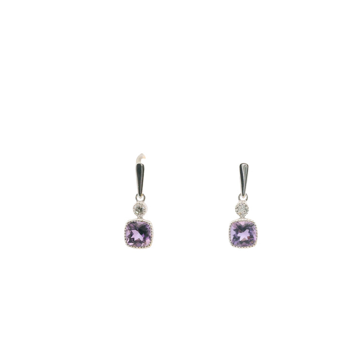 Drop Earrings with Amethyst and Diamonds
