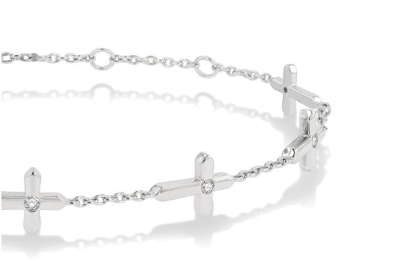 Cross Petite Diamond Fashion Station Chain Bracelet
