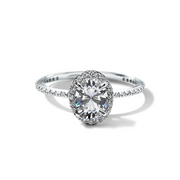 Halo and Pave Band Engagement Ring