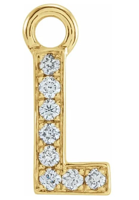 Yellow Gold Diamond Pave Mini "L" Dangle
