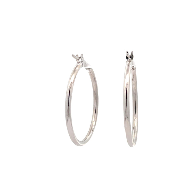 White Gold Polished Hoops