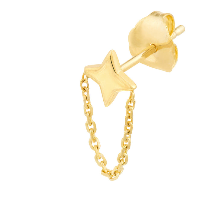 Star Earrings with Chain Drape