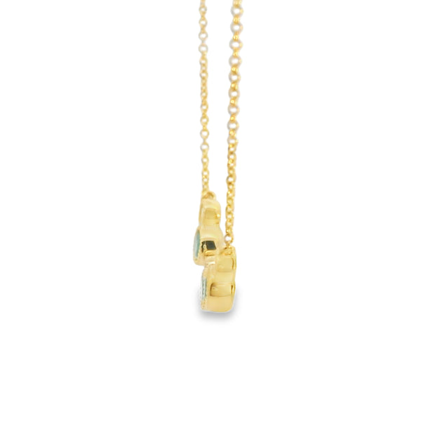 Bezel Set Emerald and Diamond Bar Pendant