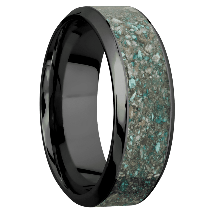 Zirconium with Polish , Polish Finish and Ocean Jasper Inlay