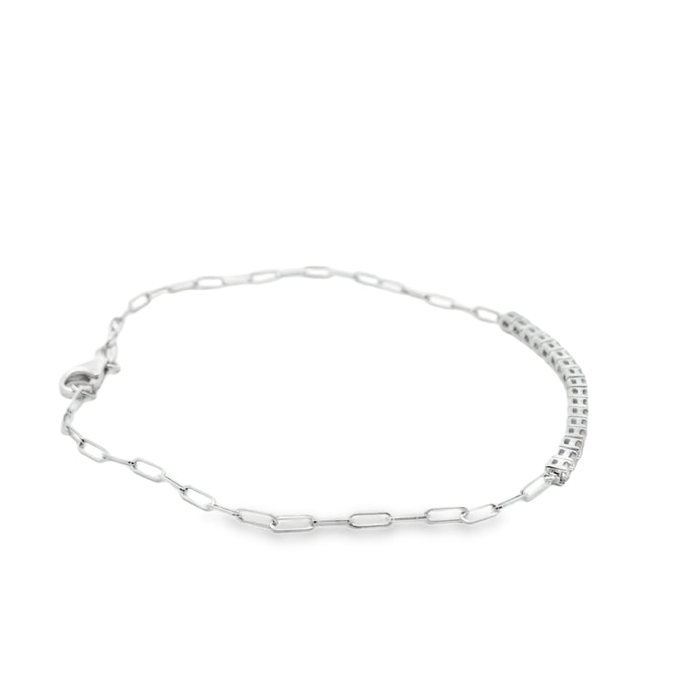 Diamond Bar Bracelet on a Paperclip Chain