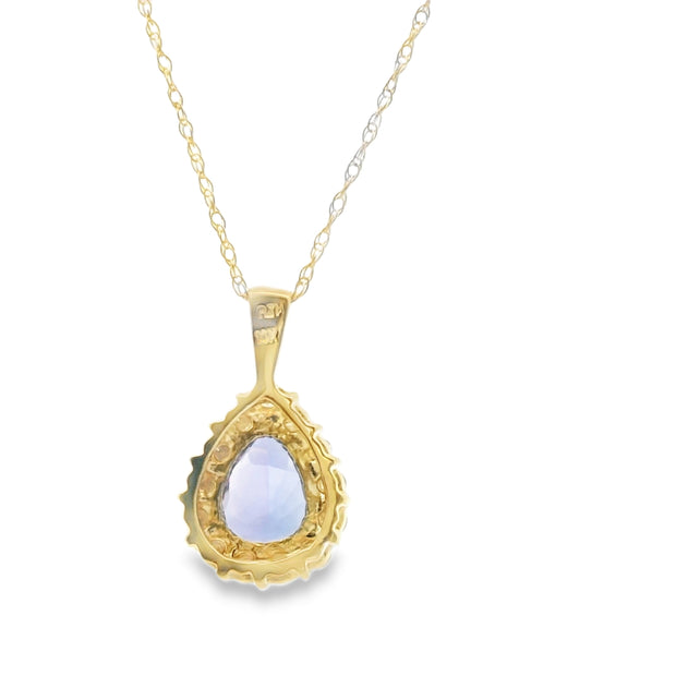 Tanzanite and Diamond Halo Pendant