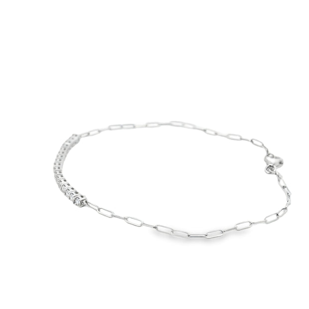 Diamond Bar Bracelet on a Paperclip Chain