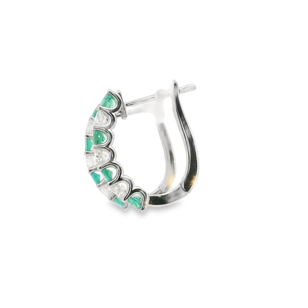 Huggies with Emeralds and Diamonds