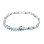 Blue Topaz and Diamond Tennis Bracelet