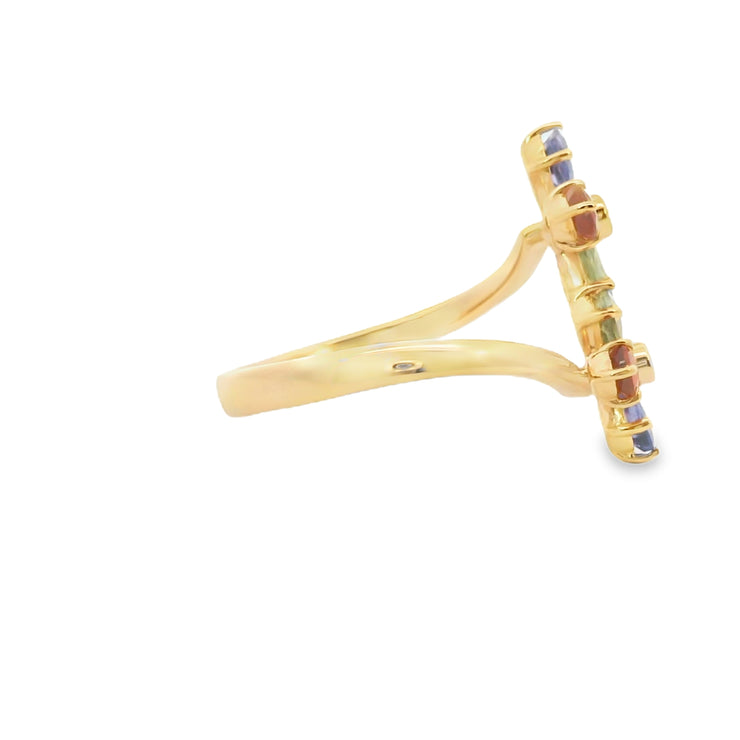 Multicolor Sapphire Flower Ring