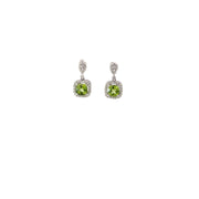 Peridot and Diamonds Halo Earrings