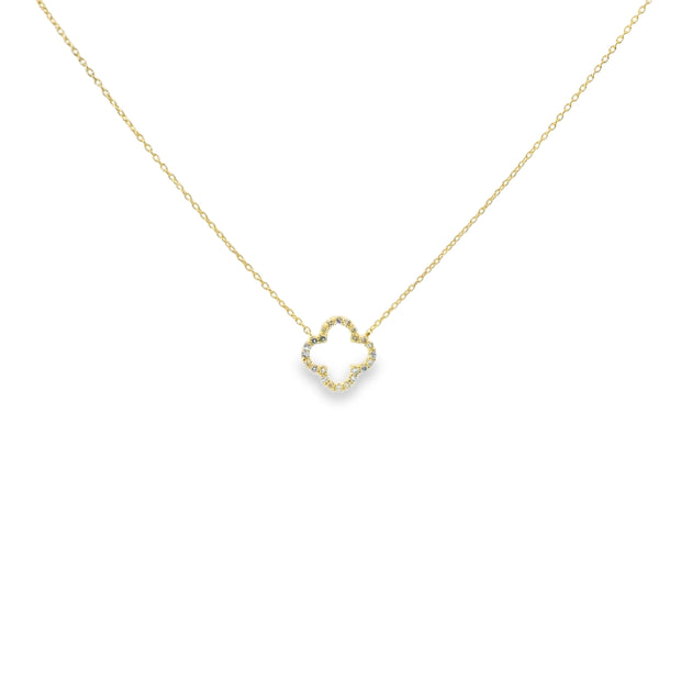 Diamond Pave Clover Frame Pendant