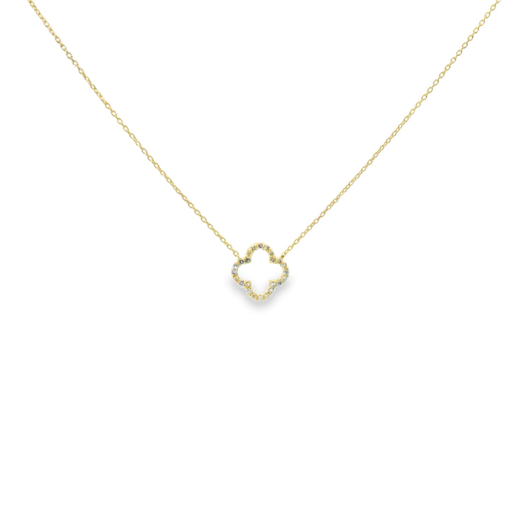 Diamond Pave Clover Frame Pendant