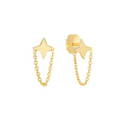 Star Earrings with Chain Drape
