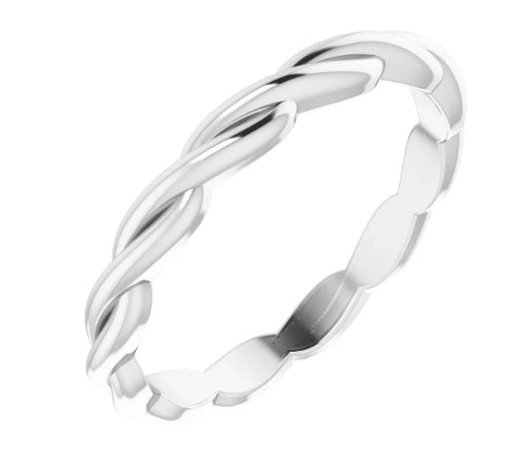 14K White Woven-Design Band