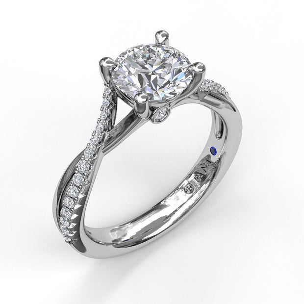 14 Karat White Gold Twist Band Semi-Mount Ring