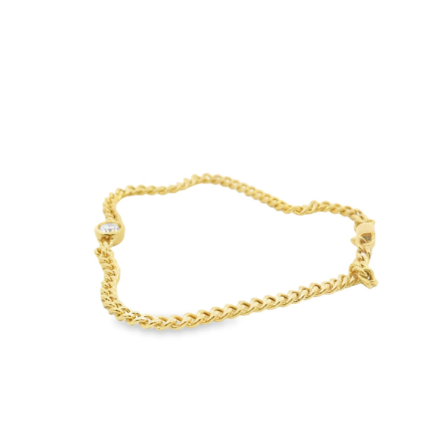 Curb Link Bracelet with Bezel Set Solitaire