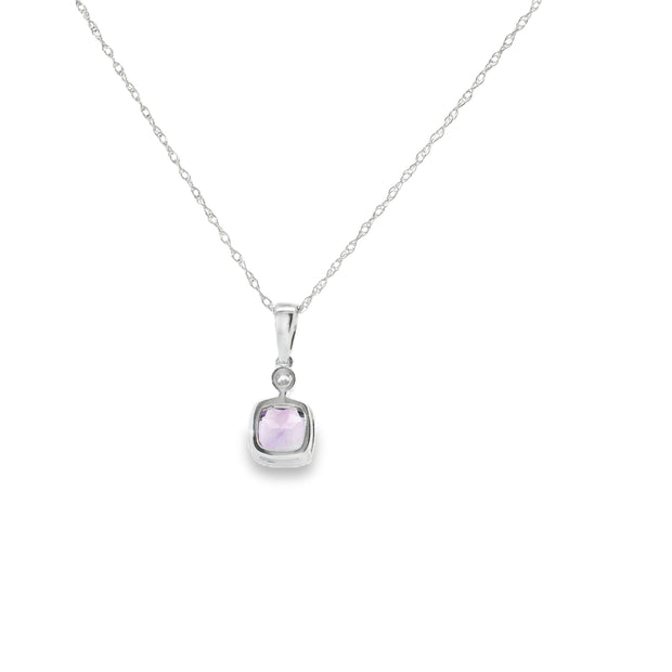 Amethyst and Diamond Bezel Set Pendant