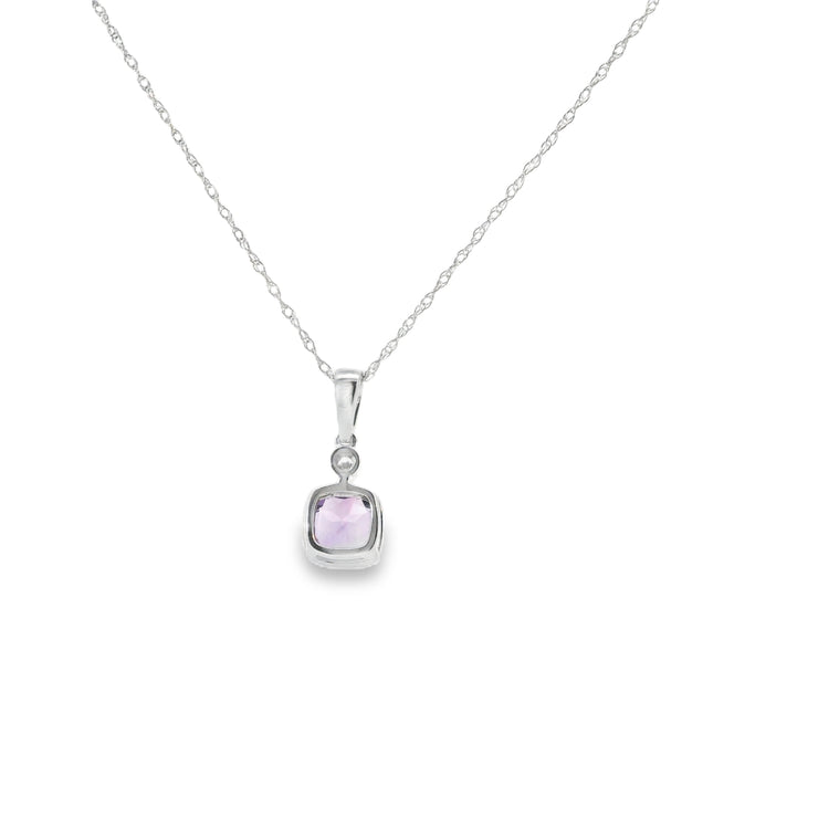Amethyst and Diamond Bezel Set Pendant