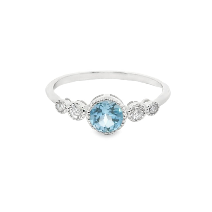 Blue Topaz and Diamond Ring