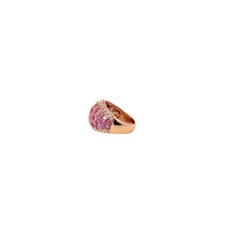 14k Rose Gold Pink Sapphire Diamond Cocktail Ring