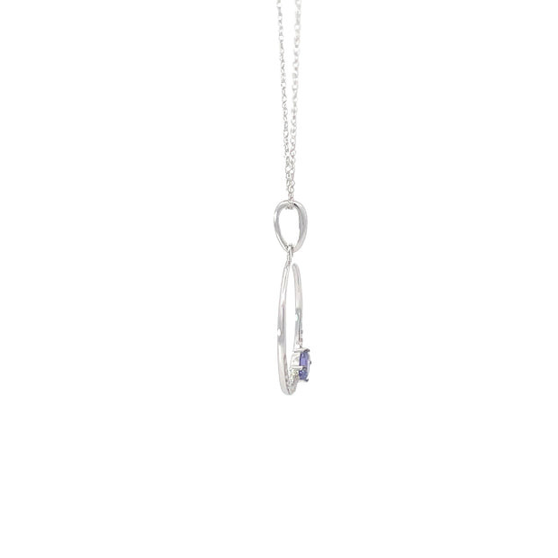 Diamond Tanzanite Circle Pendant Necklace