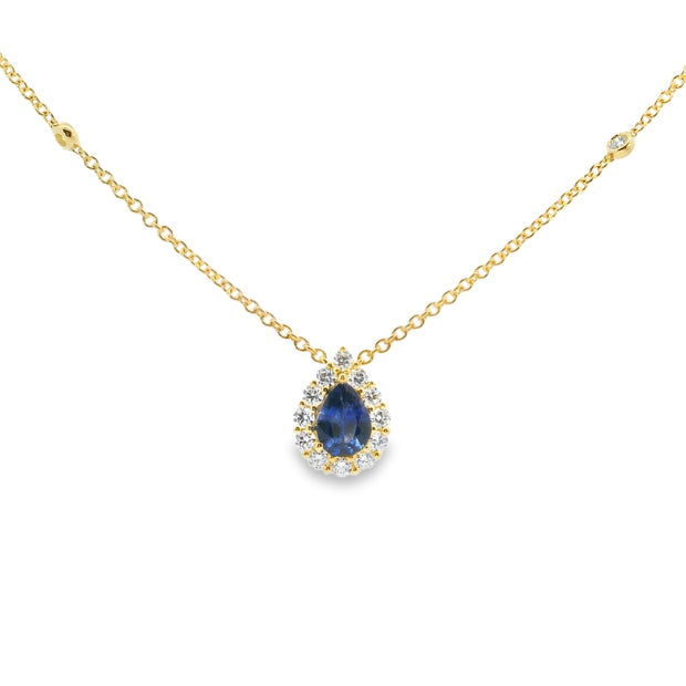 Sapphire And Diamond Halo Pendant