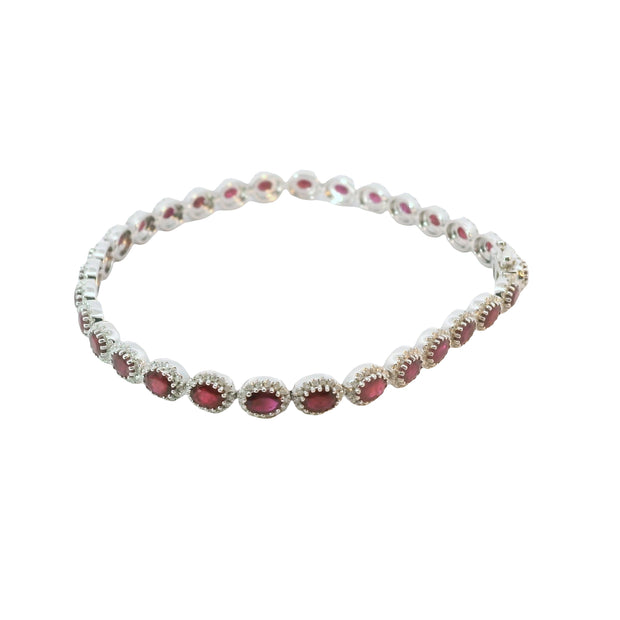 Ruby and Diamond Pave Halo Bracelet