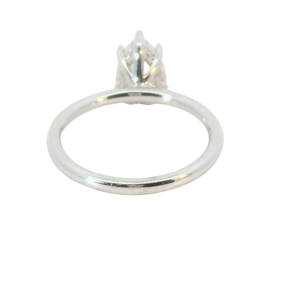 Pear Solitaire Lab Grown Engagement Ring with Hidden Halo