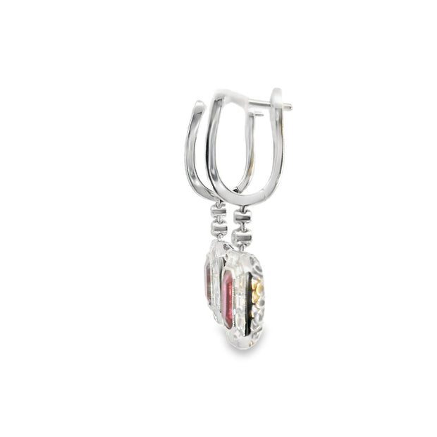 Drop Earrings with Ruby and Diamond