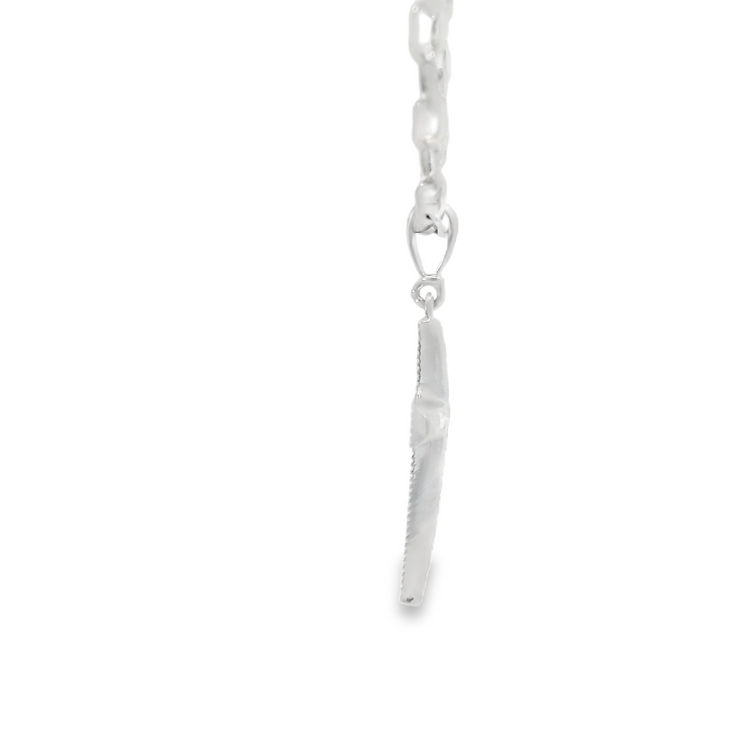 White Gold Paperclip Cross Necklace