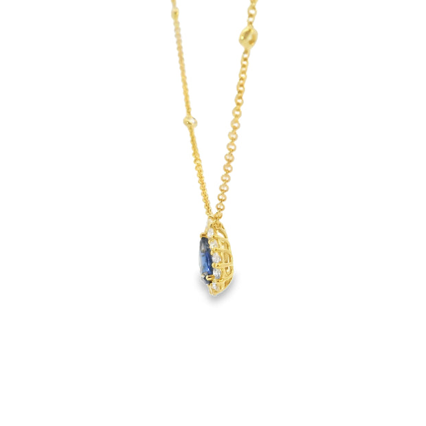 Sapphire And Diamond Halo Pendant