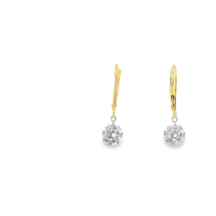 14 Karat Yellow Gold Lab Grown Diamonds Drop Earrings