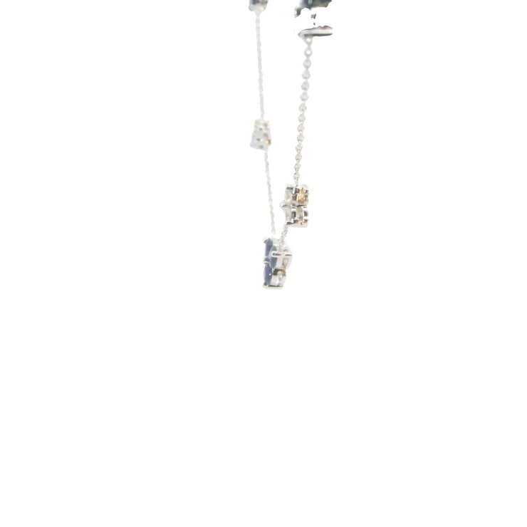 Sapphire and Diamond Cluster Station Necklace